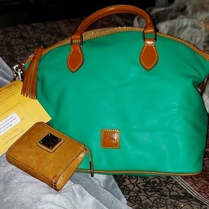 Kelly Green Dooney and Burke with change purse.